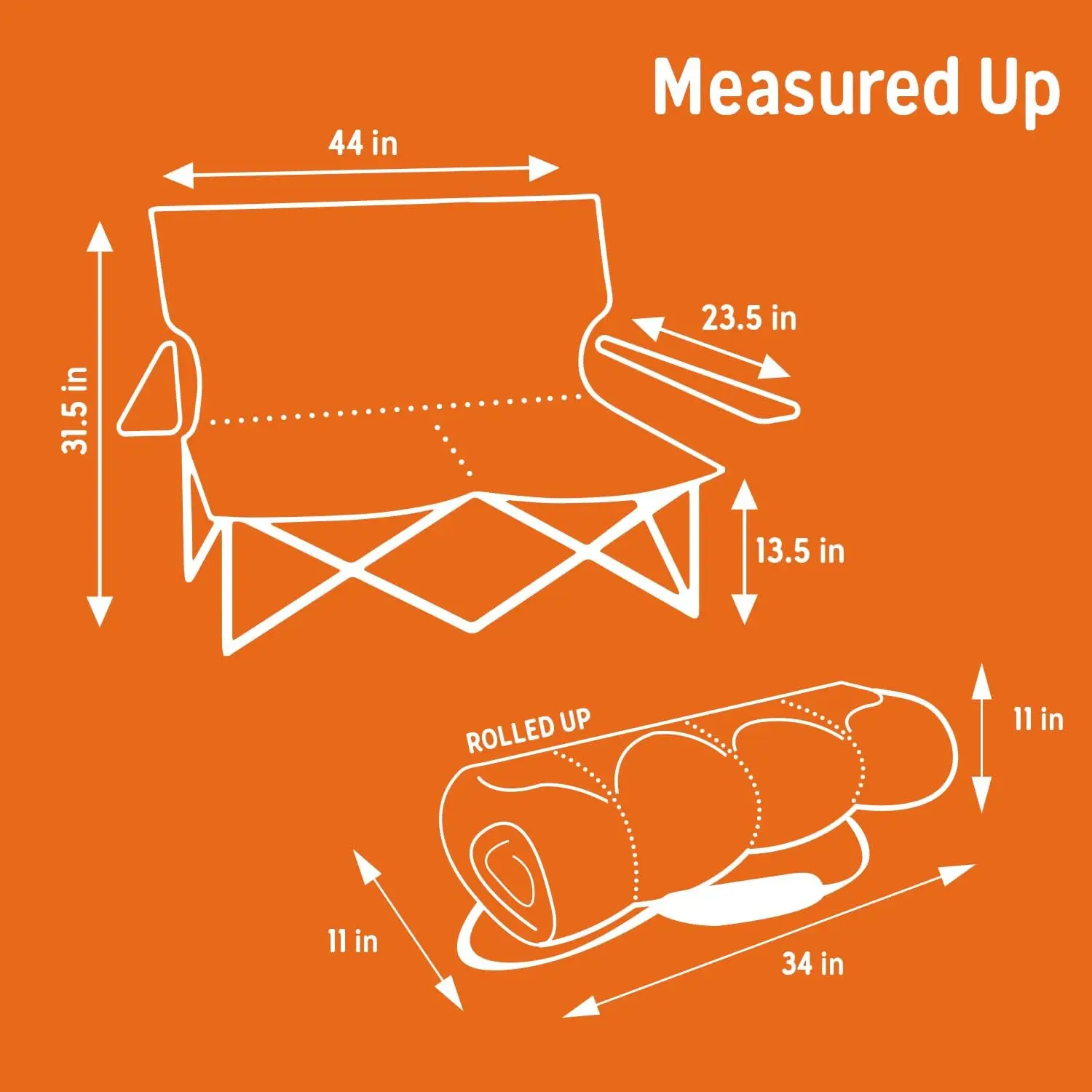 Loveseat Silla de Camping doble para 2 personas, dos personas para asiento plegable para festivales, conciertos, puertas traseras, días de playa, asiento bajo He