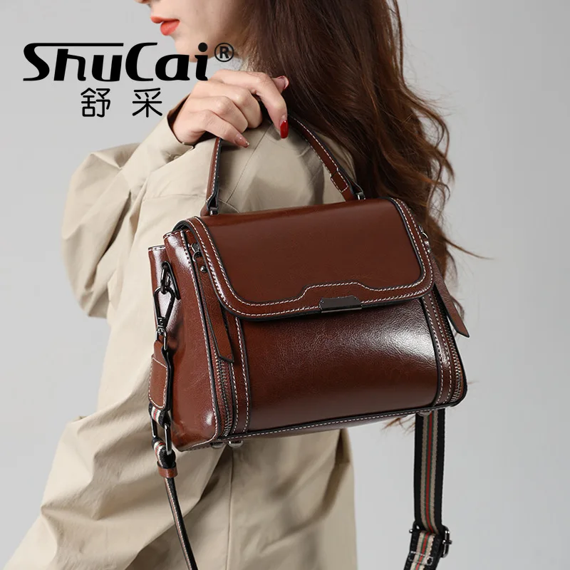 Genuine Leather Women\'s Crossbody Bags Female Commuter New Handheld Shoulder Bags luxury handbags