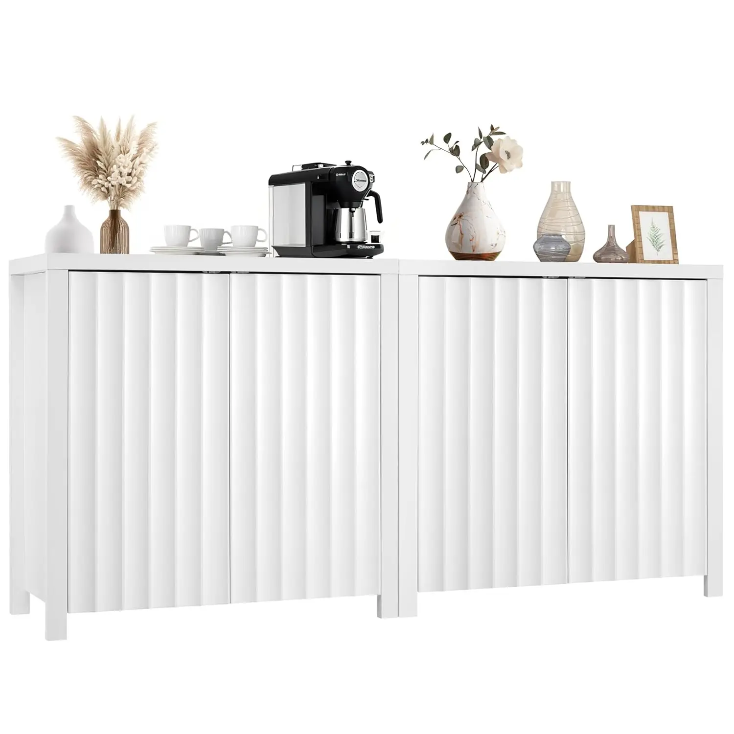 

69.3” Fluted Sideboard Buffet Cabinet Modern Accent Cabinet，Kitchen Buffet Wood Side Board Coffee Bar Media Console, Customized