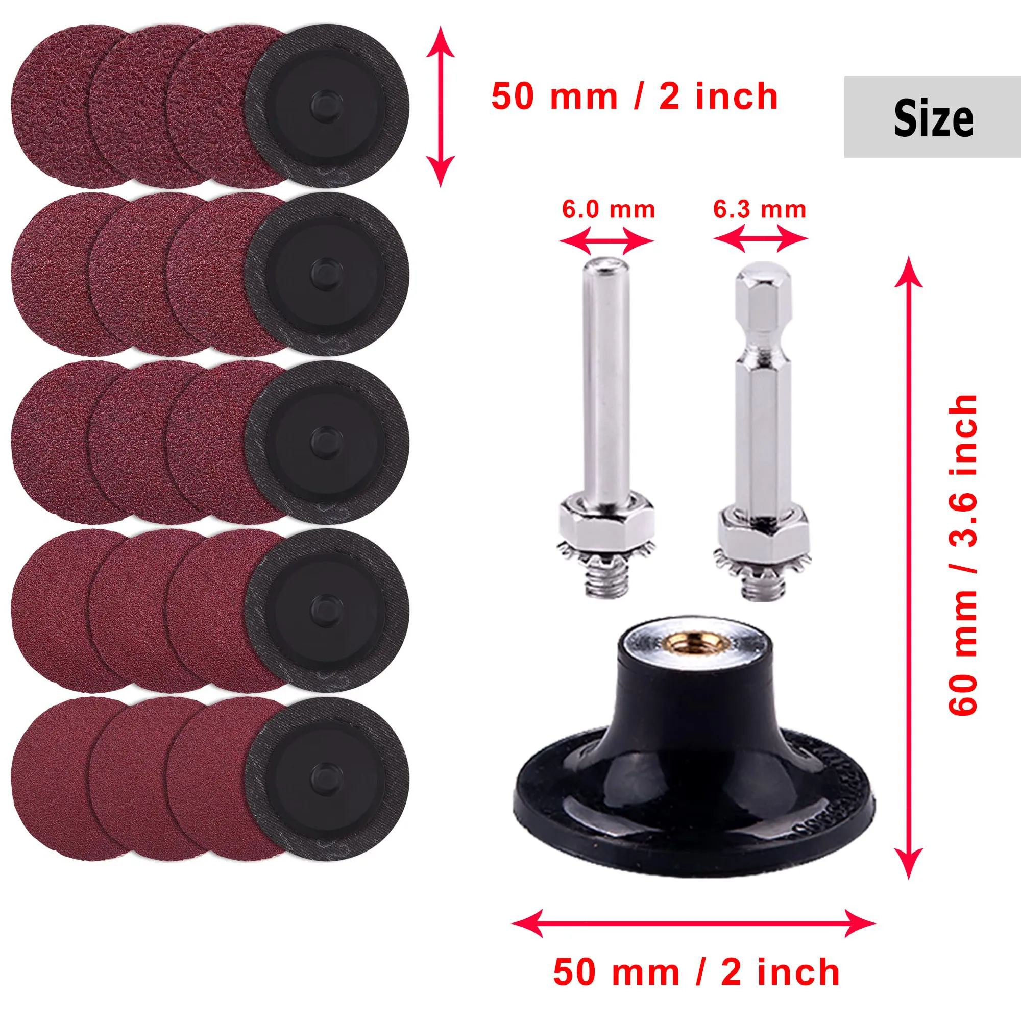 152 buah 2 inci Kit cakram pengamplasan perubahan cepat dengan pegangan 1/4 inci permukaan 36-240 cakram penggiling Grit untuk finishing poles karat