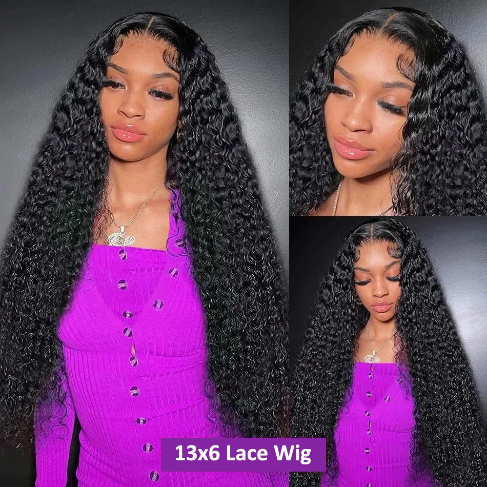 250 Density 13x6 HD Water Curly Glueless Lace Frontal Human Hair Wig Ready To Wear Brazilian 30 40 Inch 13x4 Loose Deep Wave Wig