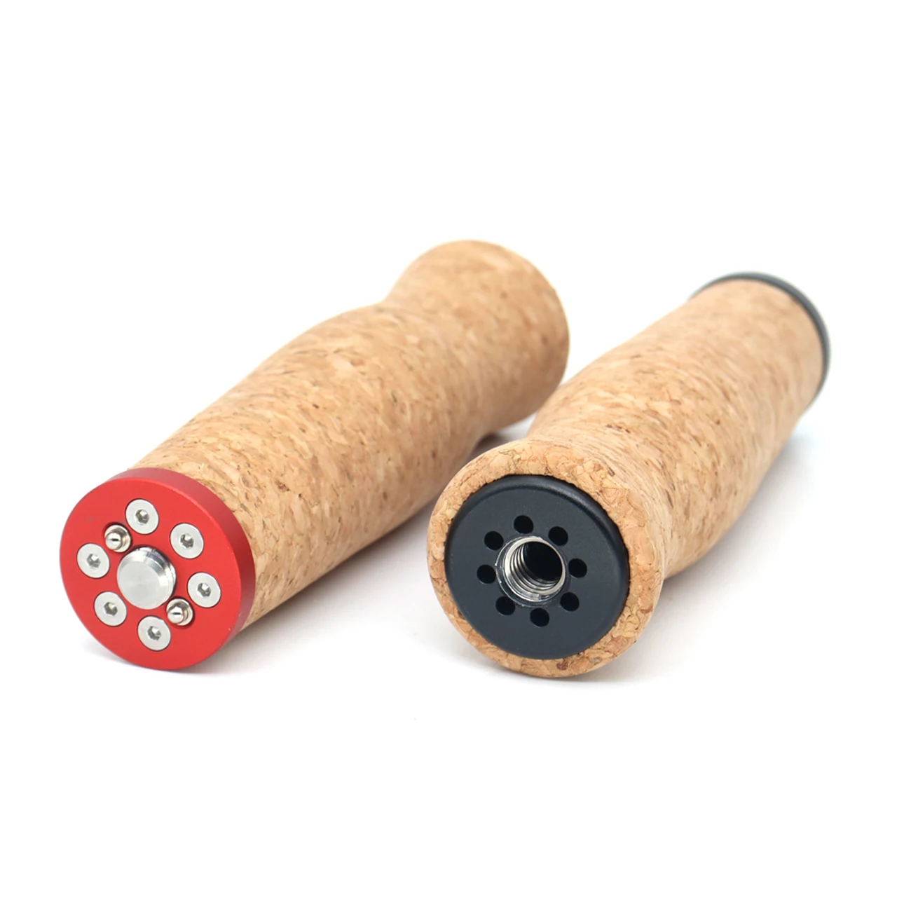 Connected by a 3/8 screw Camera handle circular cork handle with 3/8-inch screw and spring-loaded locating pin