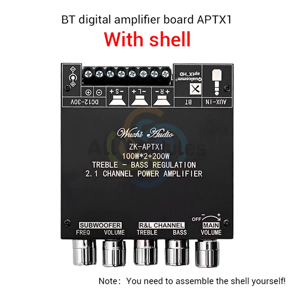 ZK-APTX1 BT Digital Amplifier Board 2.1 Channel 100Wx2+200W Power Audio Stereo Bass AMP QCC3034 TPA3221