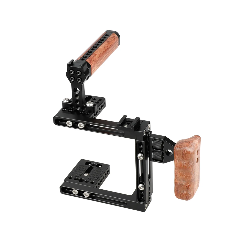 CAMVATE Universal Camera Dual-use Hight Adjustable Cage Kit With Top Cheese Handgrips and Side Wooden Handgrips Camera Cage