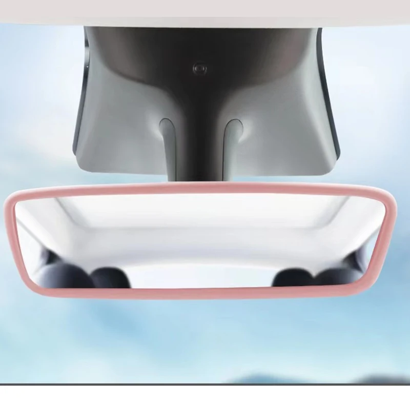 For Tesla Model 3Y Interior Accessories Rearview Mirror Protector Trim Silicone Decor Frame White Pink Protection Strip Interior - view 5