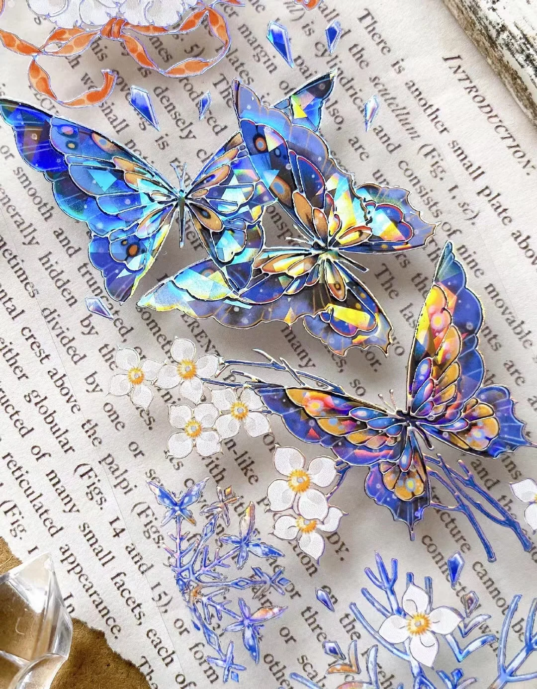 Vintage Snowflakes Butterfly Shiny Washi PET Tape for Card Making DIY Scrapbooking Decorative Sticker