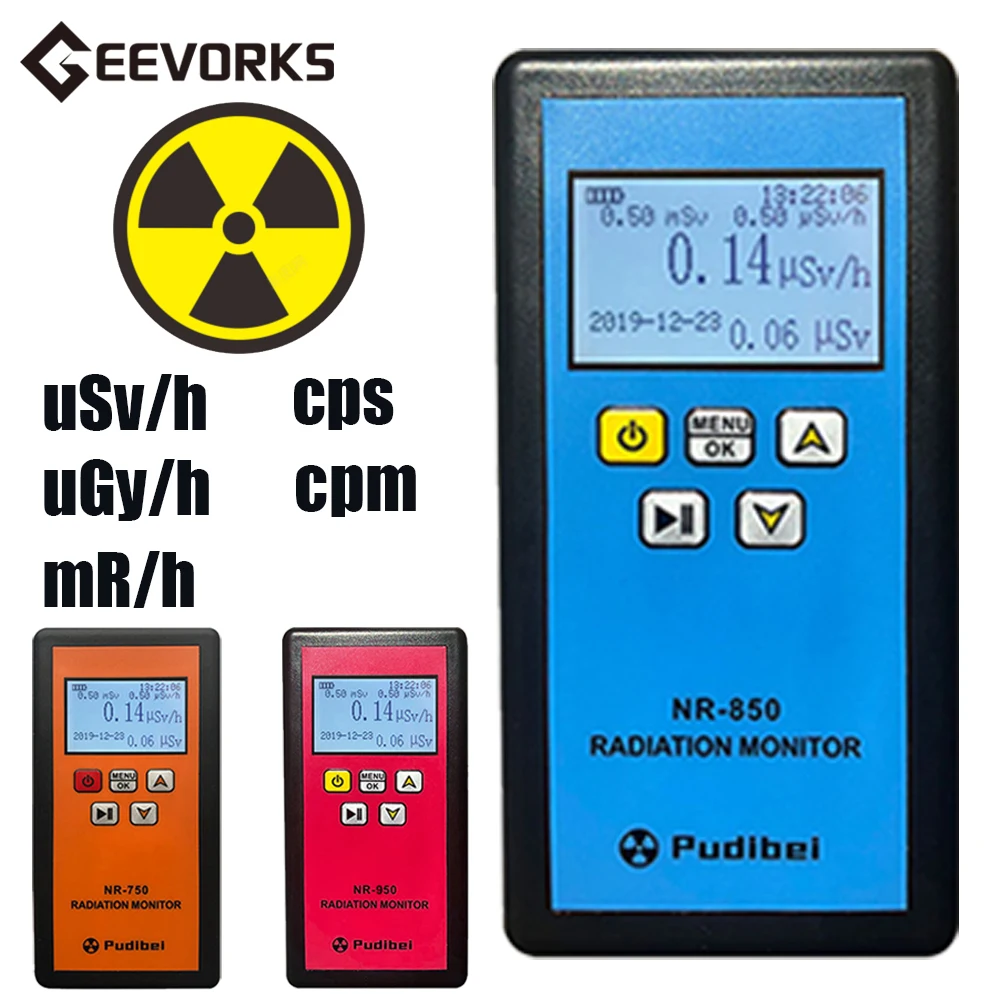 Handheld NR-750 850 950 Nuclear Radiation Detector LCD Display Household Radioactive Tester Geiger Counter β Y X-ray Detection