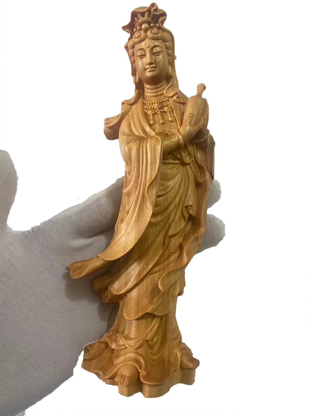 New solid wood carving Dripping Guanyin Buddha statue Wooden hand-carved High Quality Home Living Room Bedroom Feng Shui Statue