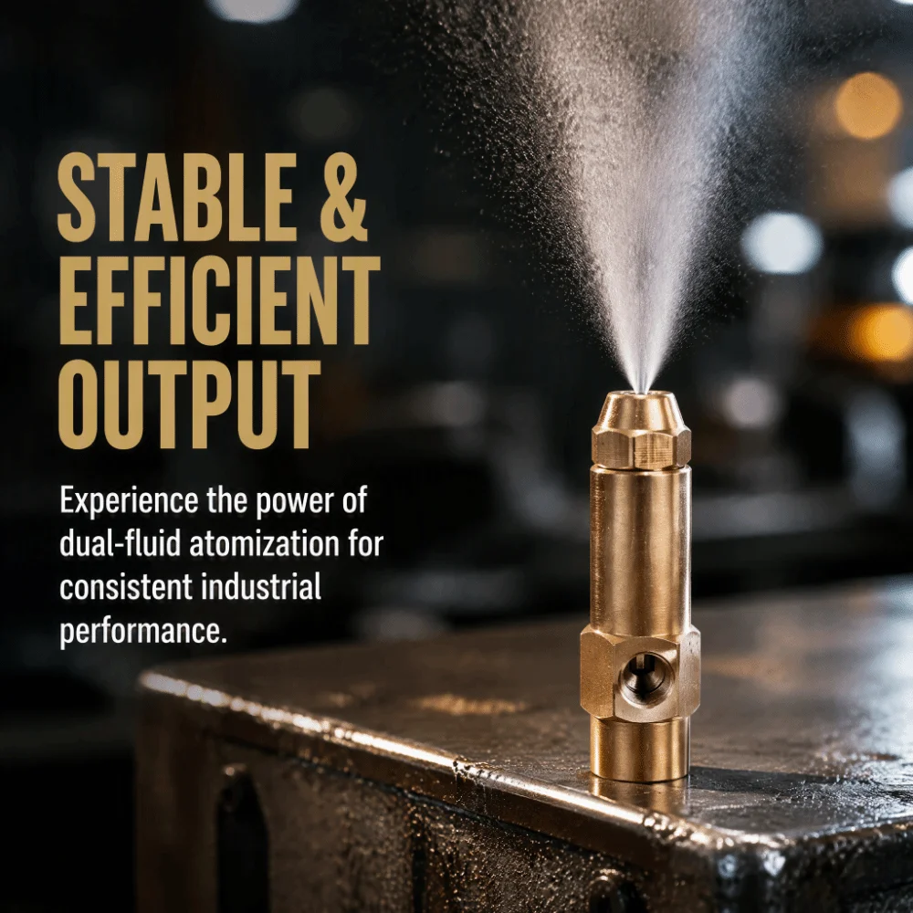 Brass Fuel Burner Nozzle Air Atomizing Threaded Inlet Two Fluid Atomizing Nozzle Oil Atomizing Nozzle
