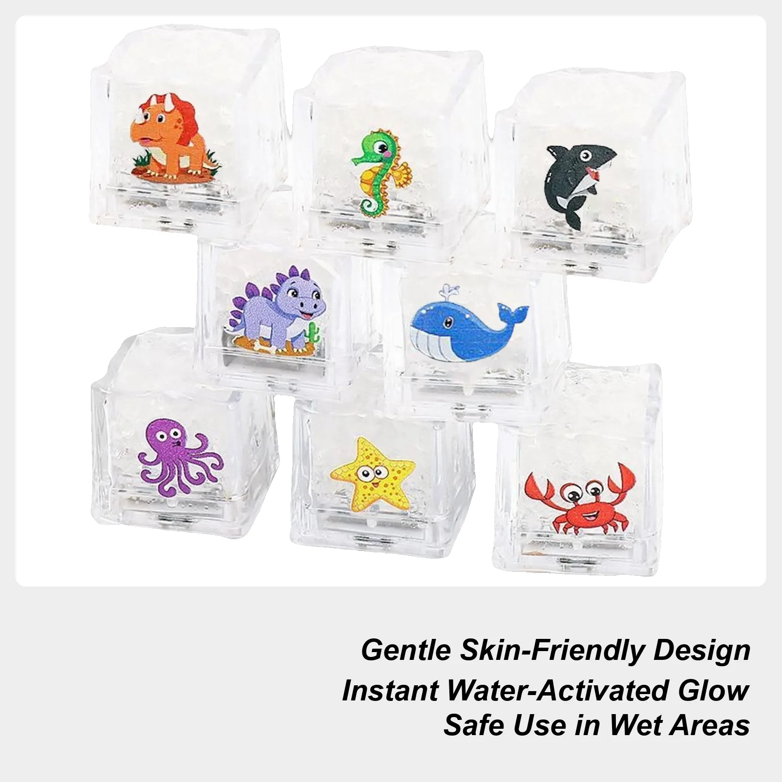 

Light Up Ice For Bathtub Kids 8-Piece Water-Activated Fun Waterproof Kids Bath Ice Light Up Water Toys For Boys Girls Bathtub