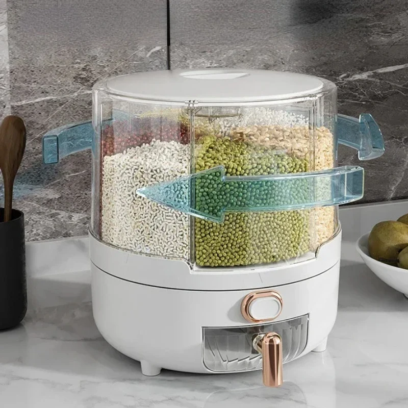 360 ° Large Household Rice Bucket Grain Storage Box Sealed Insect and Moisture Proof Rice Storage Box Rice Tank Food Storage