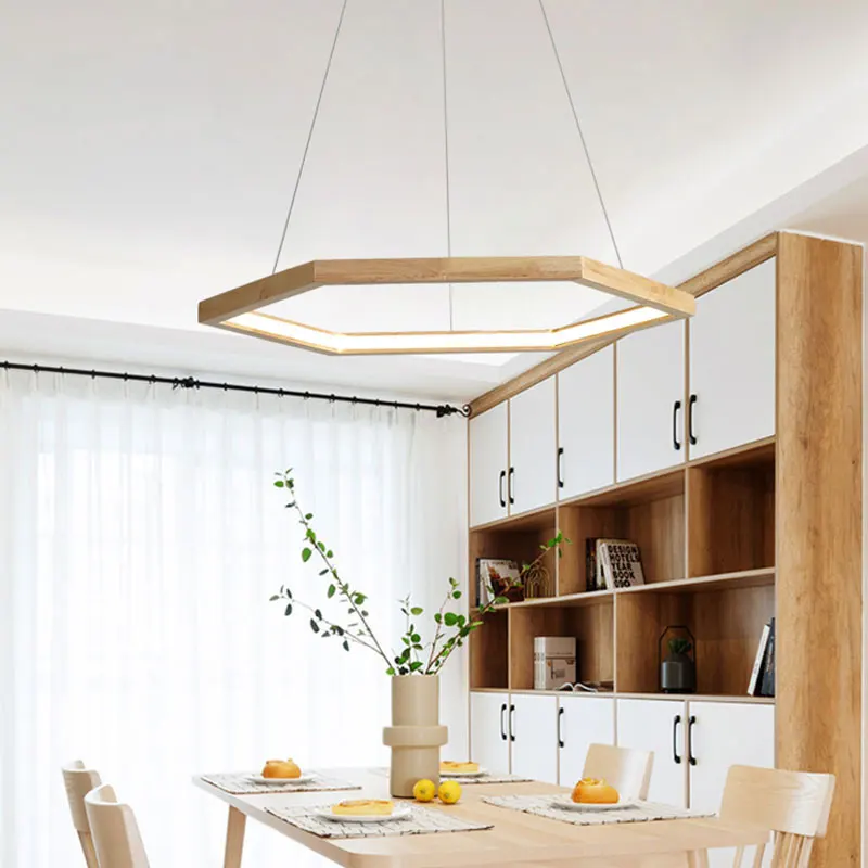 Creative Nordic Hexagonal Chandelier Living Room Dinging Pendant Modern Simple Aluminum Led Bar Restaurant Polygon Ceiling Lamp