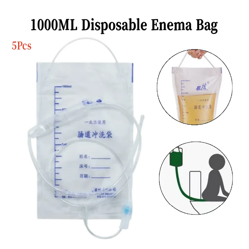 5Pcs 1000ML Disposable Enema Bag Clearing Intestinal Flushing Bag Drainage Bag Constipation Household