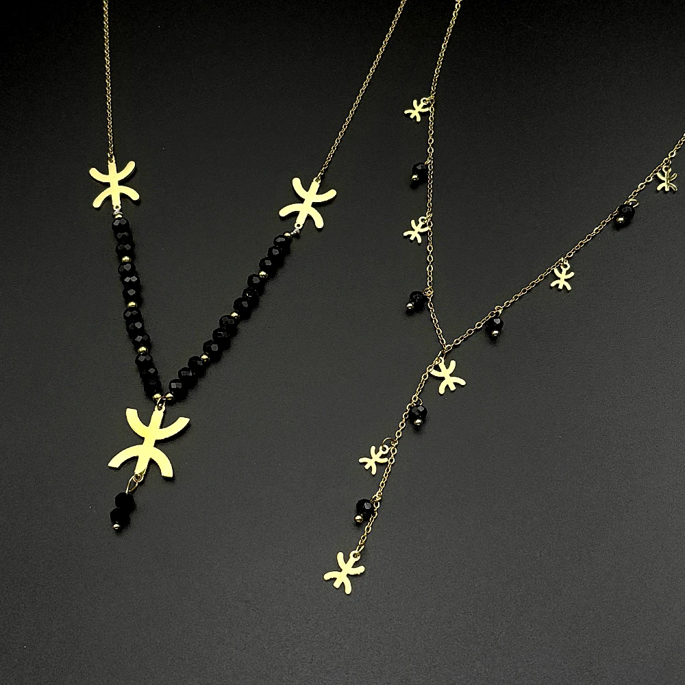 Vintage Nordafrikanische Berber-Symbol-Halskette für Frauen Edelstahl Amazigh Yaz Böhmischer Ethnischer Stammes-Langketten-Schmuck Geschenke – Detail 6