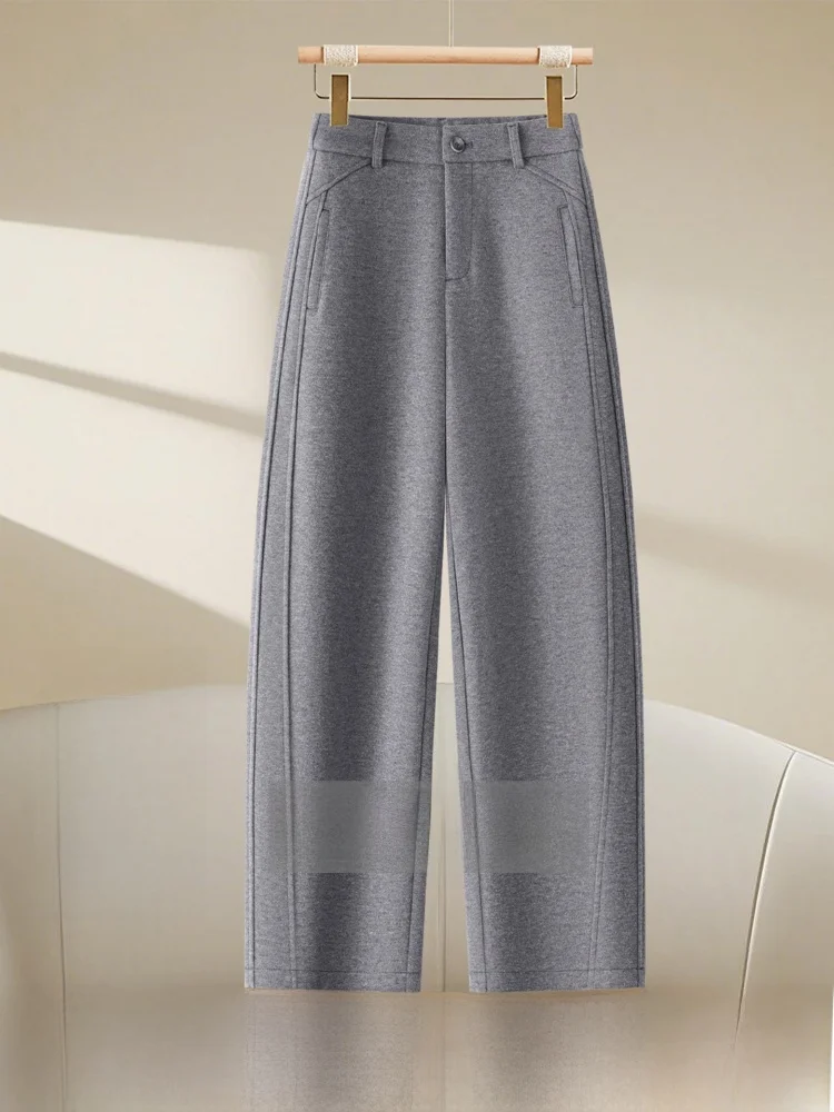 レディース ウール混 カジュアル ナイフエイプパンツ ハイウエスト ストレートレッグパンツ ライトアイ 冬 通勤 ファッション