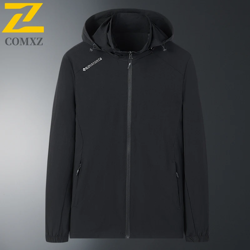 سترة رجالية عادية للربيع والخريف موضة جديدة طباعة يندبروف وتنفس مقنعين سترة التخييم في الهواء الطلق وسترة التنزه #1