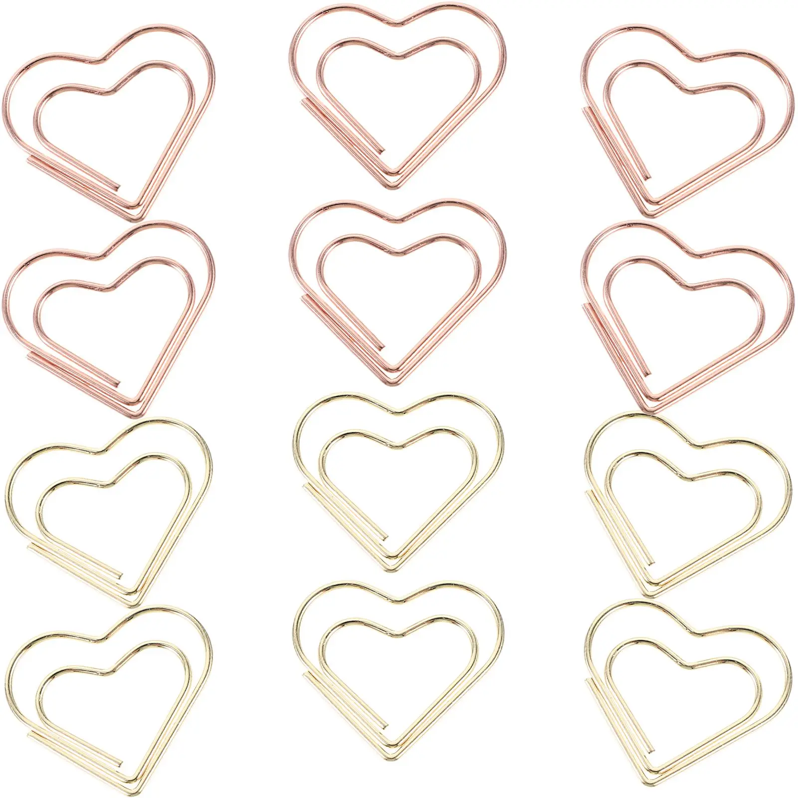 24 szt. Mini spinacze w kształcie serca kolorowe różowe złoto śliczne kreatywne dokumenty biurowe metalowe spinacze stop aluminium