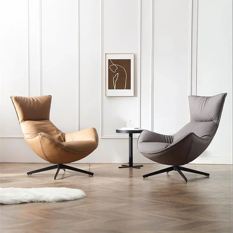 New modern leather Nordic rotating leisure chair single rotating lobster recliner living room lazy sofa bedroom chair