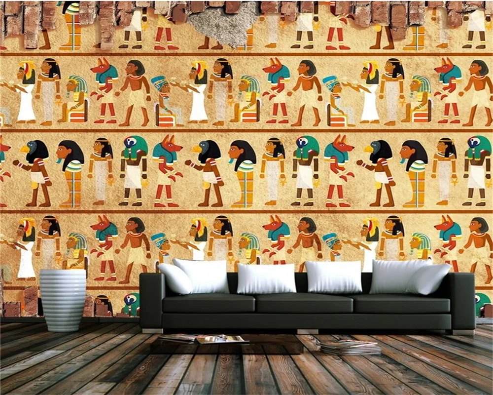 

Custom wallpaper 3d Ancient Egyptian classical restaurant wall tiles murals Mediterranean jade mosaic collage papel de parede