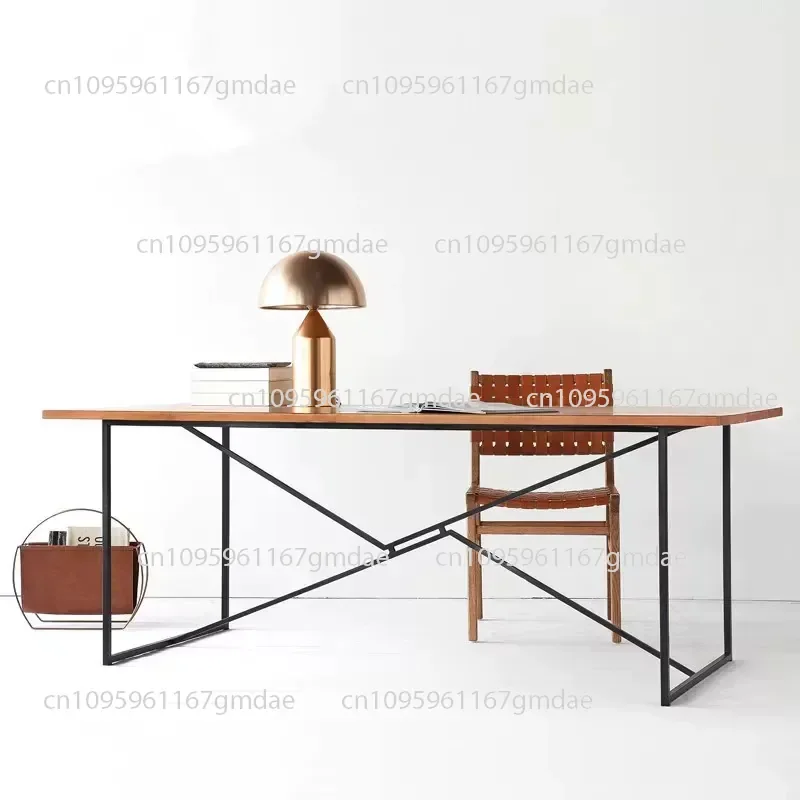Solid wood wrought iron industrial style furniture minimalist office desk creative computer desk loft dining table