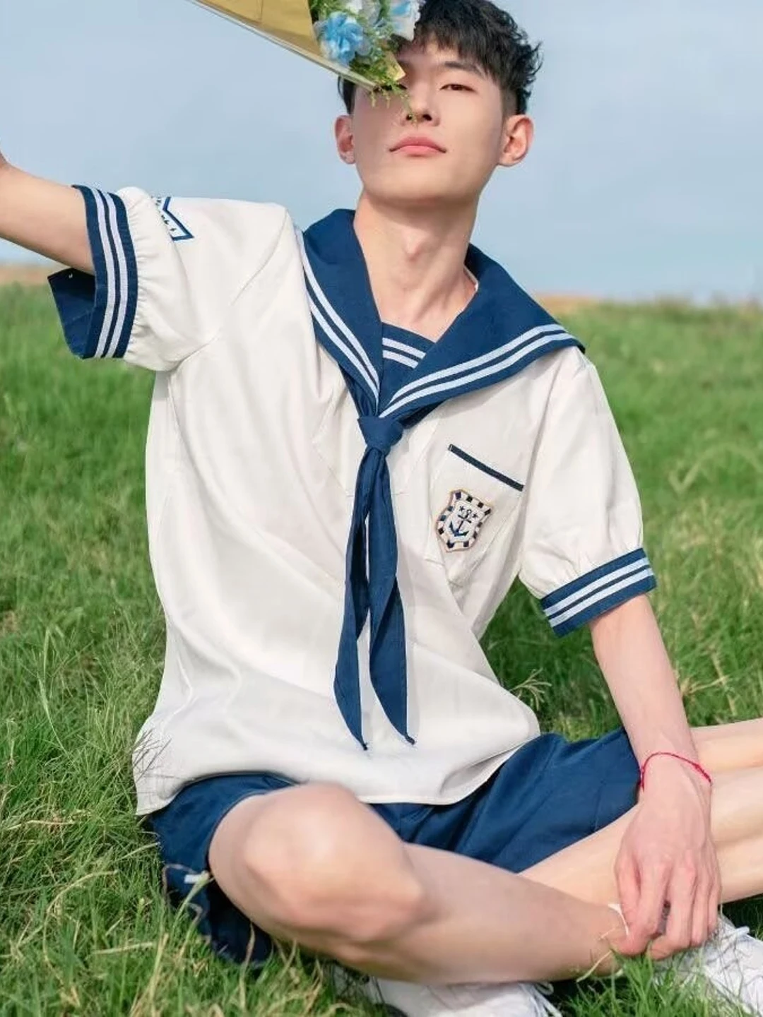 Youthful Naval Style Jk Uniform Set Short Sleeve T-Shirt And Shorts Unisex Campus Student Uniform Lightweight Summer Outfit