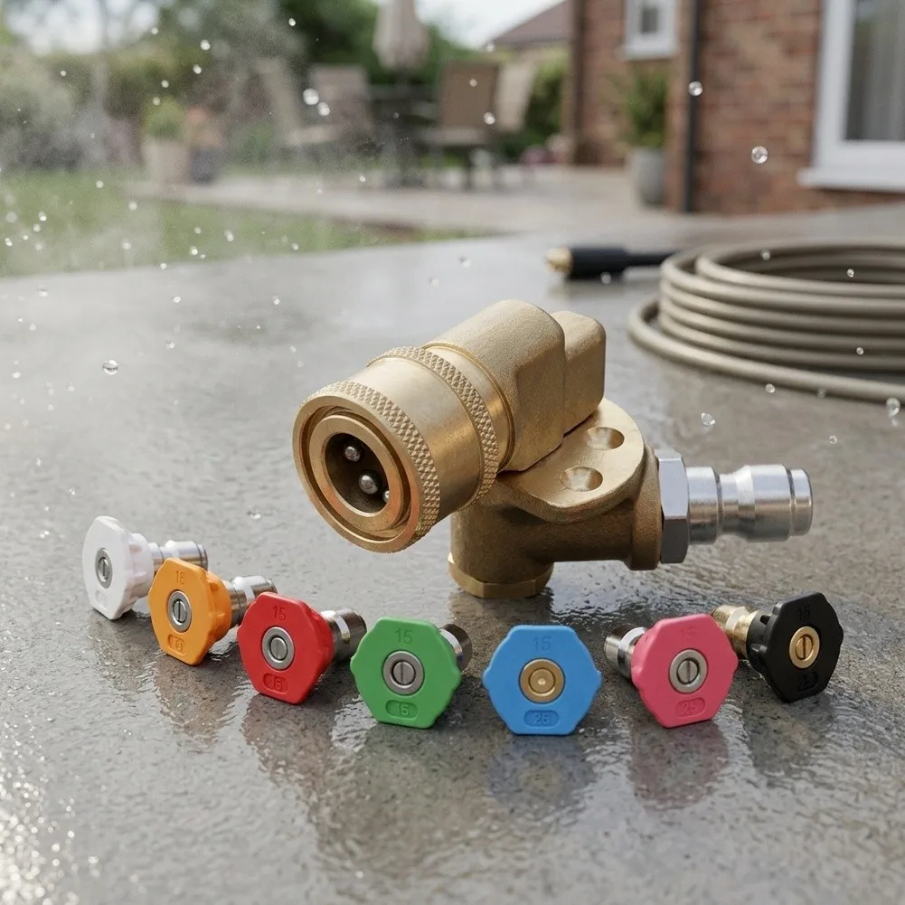 Outdoor for Cleaning Nozzle Kit High Pressure Cleaner Effective Cleaning Performance 240-Degree Pivoting Coupler 7 Nozzle Tips