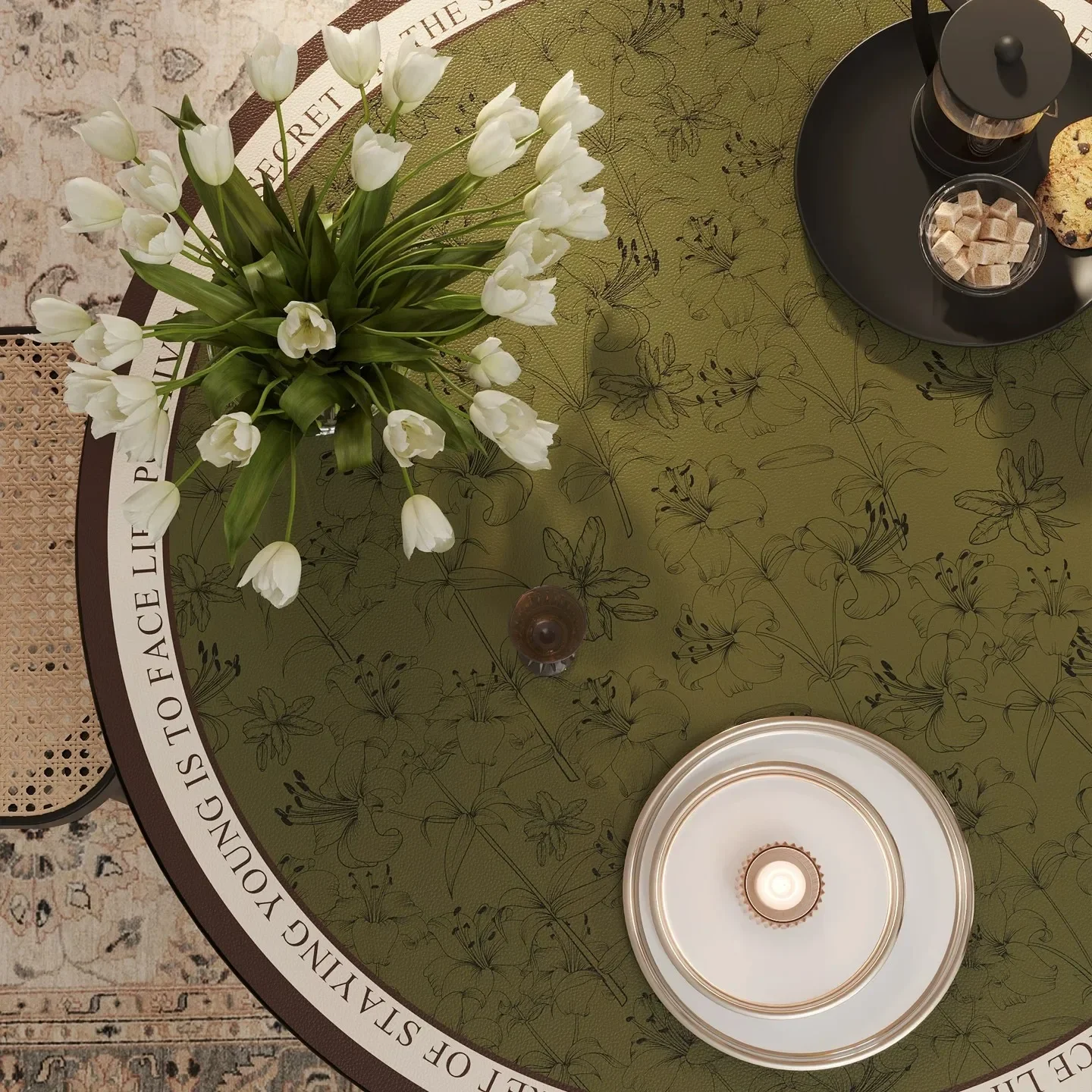 American Style Waterproof Oil-Proof PvcTablecloth Decorative Round Kitchen Dining Party Table Cover Tea Cloth Diameter 50~140cm