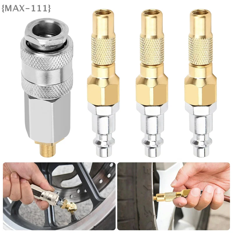 

【F2-MAX111】3PCSHeavy-Duty CopperAir Nozzle With Quick Connector, Screw On Tire Inflator Chuck For Tire Inflator Gauge Compressor