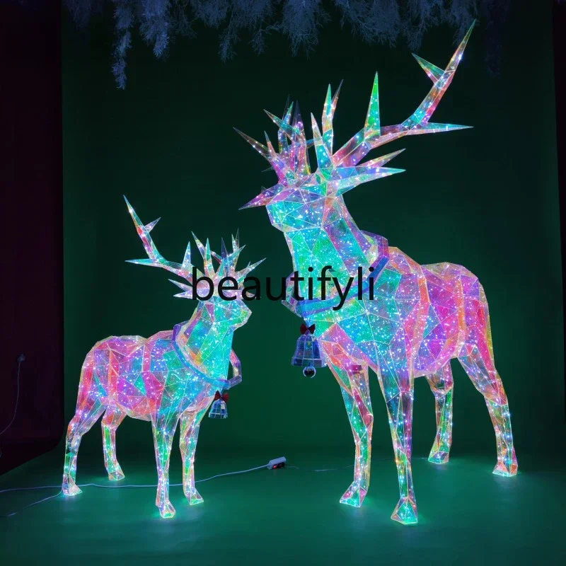 

55Symphony deer ornament luminous Santa deer pull cart decoration arrangement