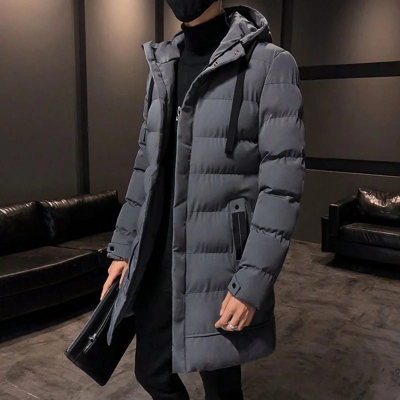 

Winter Coat Men Parkas Warm Coats Mid-length Hooded Casual Cotton Jacket Clothing Black Jackets Jaqueta Inverno Masculina Zm