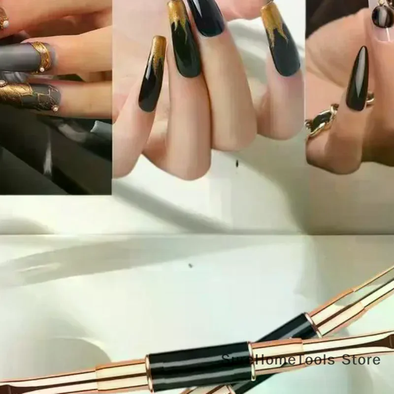 5 قطع من فرش تزيين الأظافر ذات نهاية مزدوجة - قلم رسم بتفاصيل بطانة رفيعة ثلاثية الأبعاد لتزيين الأظافر أدوات مانيكير ذاتية الصنع للاستخدام المنزلي #3