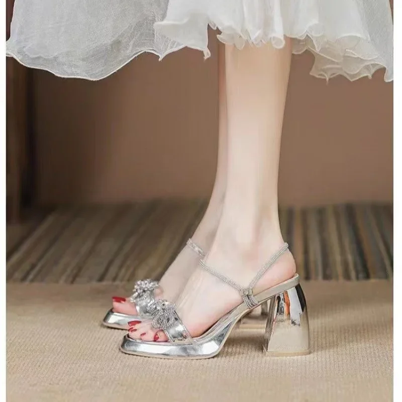 Women Platform High-heeled Shoes Summer New Crystal Bow Slippers Fashion Thick with High-heeled Sandals Gladiator Woman Shoes