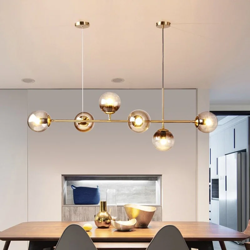 Imagem -04 - Modern Nordic Led Pendant Light Bola de Vidro Suspensão Luminária Decoração de Casa Lustre Preto Dourado Lâmpada Pendurada Sala de Jantar