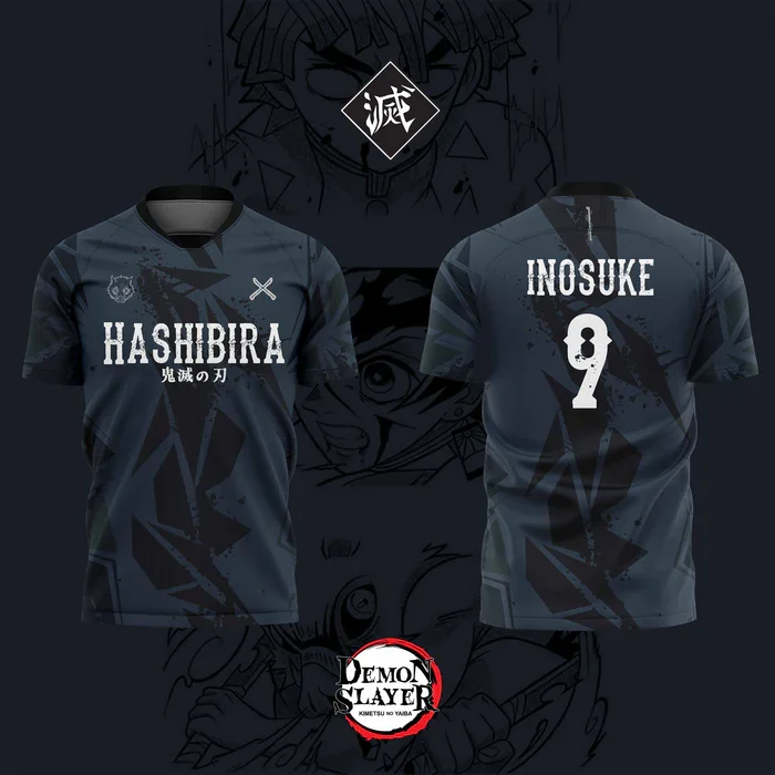 2025 Nuevas camisetas Demon Slayer, uniformes de entrenamiento de fútbol, autorización oficial Bandai, tallas duales para adultos y niños