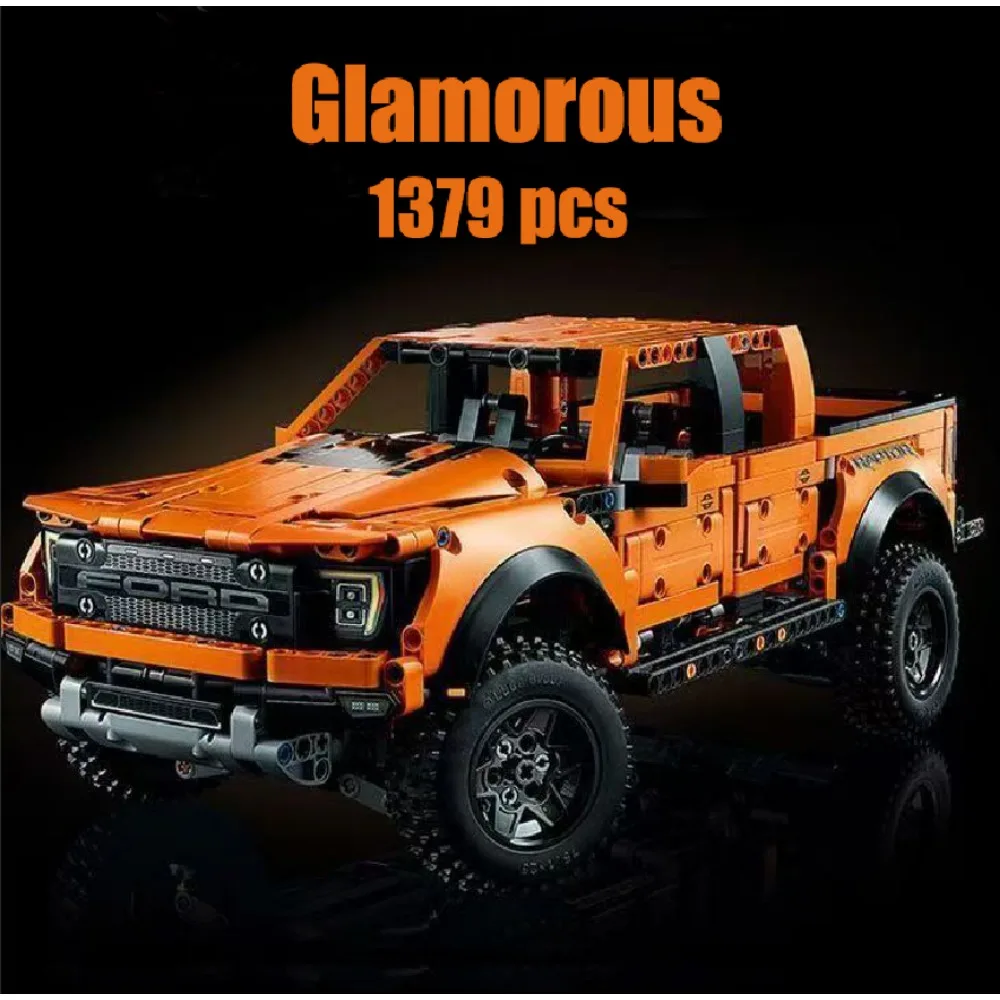 

Конструктор 1379 деталей: гоночный автомобиль Tech Raptors F150, MOC, DIY, для детей, подростков и взрослых