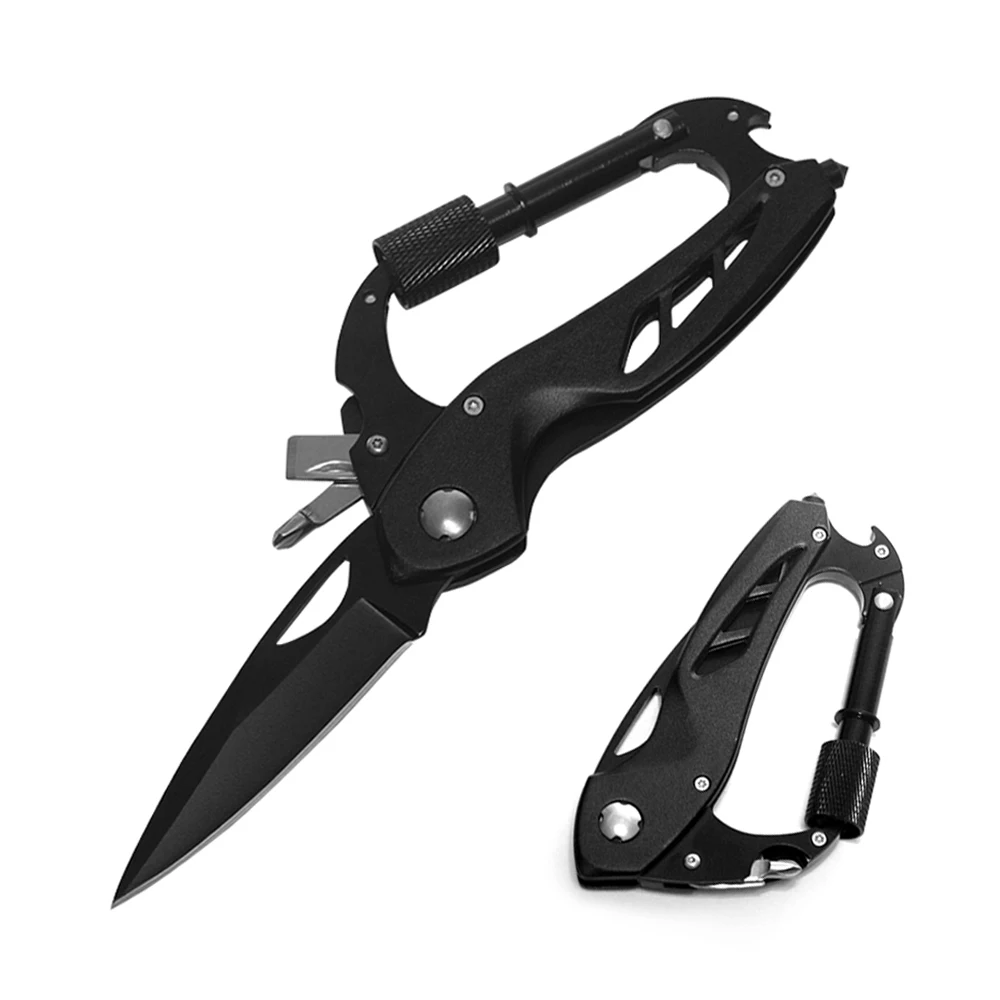 1 pz 2 pz Multitool moschettoni coltello da tasca, apribottiglie, interruttore finestra e cacciavite, attrezzatura di sopravvivenza per