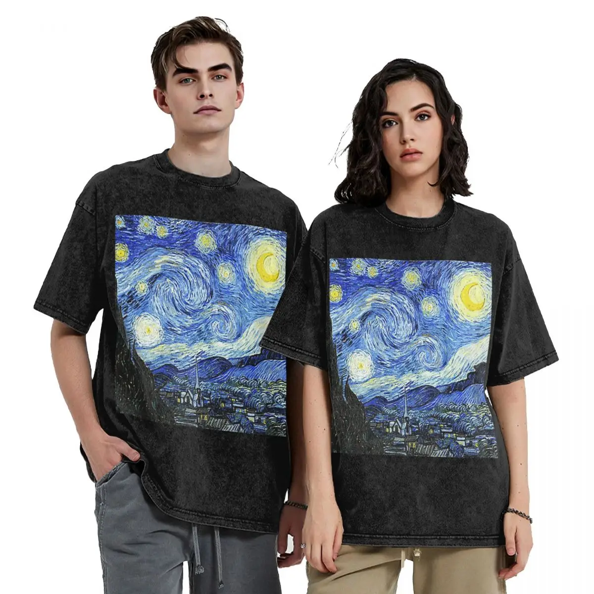 

Винсент Ван Гог Звездная ночь Хип-хоп футболки с короткими рукавами потертые топы футболки уличная футболка винтажная для мужчин и женщин