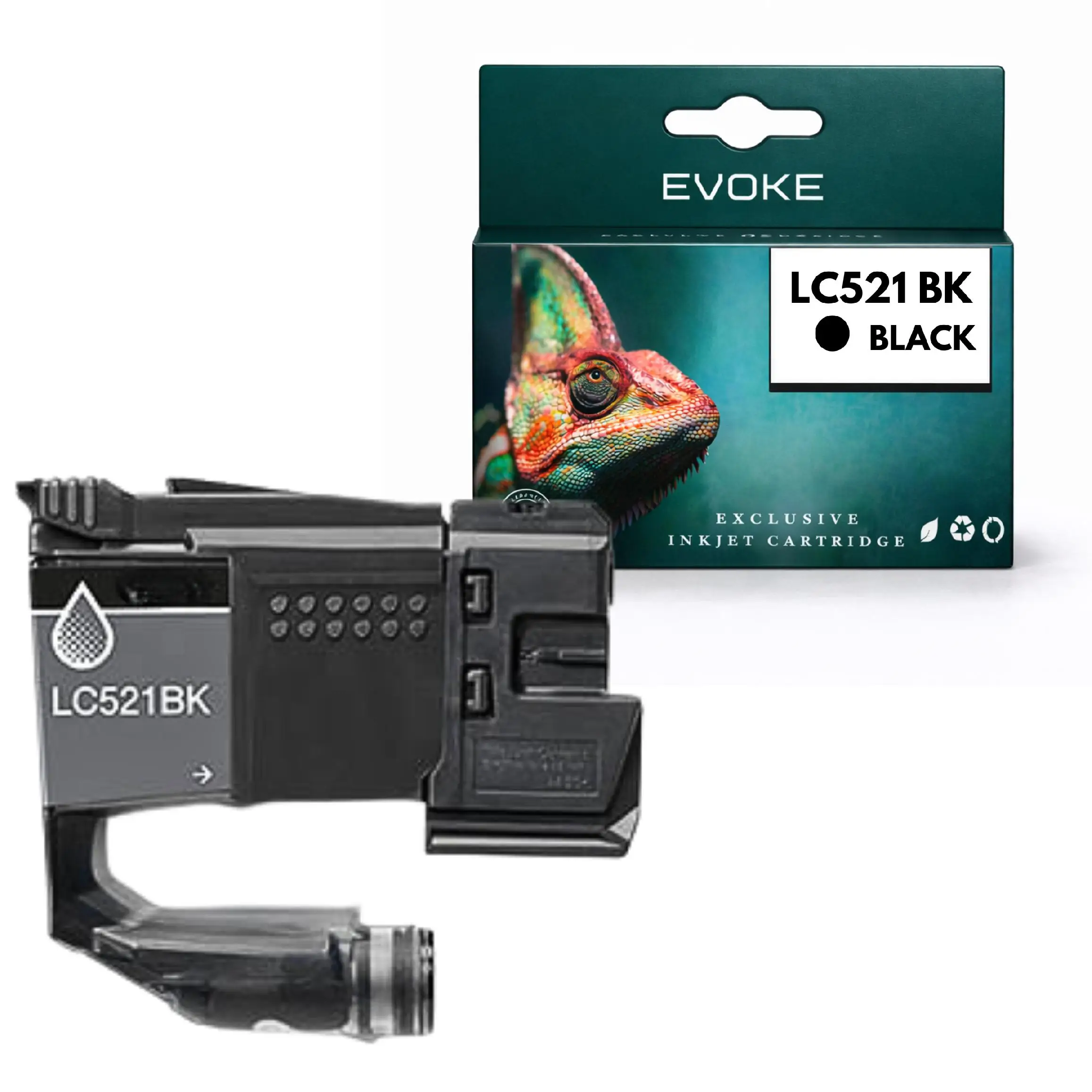 Evoke Compatibele Inkt voor Brother Lc-521Bk Lc521Bk Lc521 Lc-521 Zwart Dcp-J1260W Dcp-J1310Dw Dcp-J1360Dw