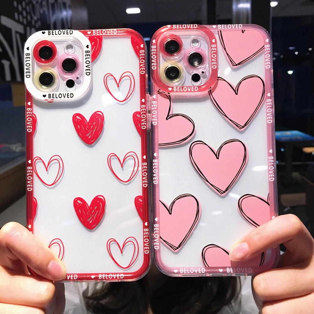 For Honor 50 Case Soft Love Heart Transparent For Honor50 SE Honor V40 30 Pro 30S V30 20 Phone Case Bumper Shockproof Back Cover