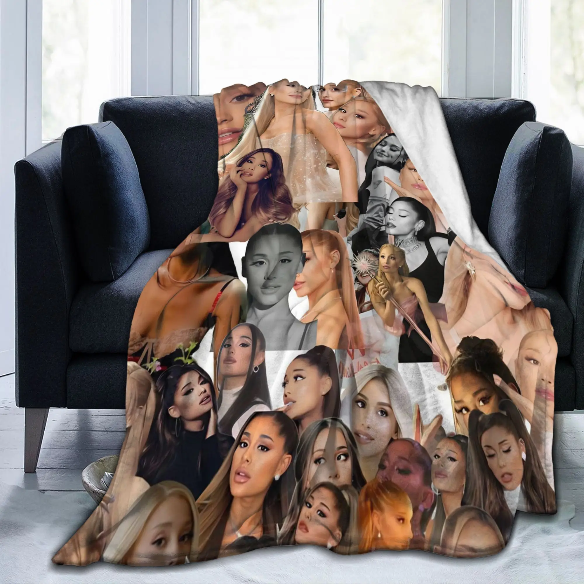 Arianas Pop Singer Grandes Flannel Blankets Sunshine Fashion Bedding Throw Blanket for Home Sofa Super Soft Gift Multi-function