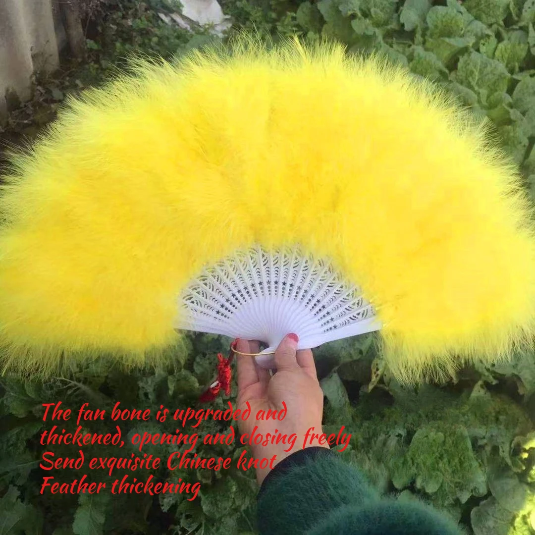 

The New 25 Fan Bone Boutique Full Velvet Thick Feather Fan Cheongsam Catwalk Stage Performance Fan