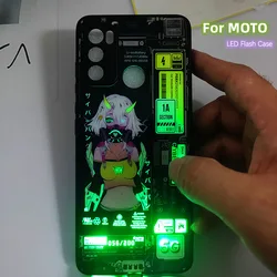 Anime Cute Girl Flash Back Cover For Motorola Moto G9 G7 Play G8 Power G30 G20 G10 G60S G22 G30 G60 5G LED Funda Coque Bumper