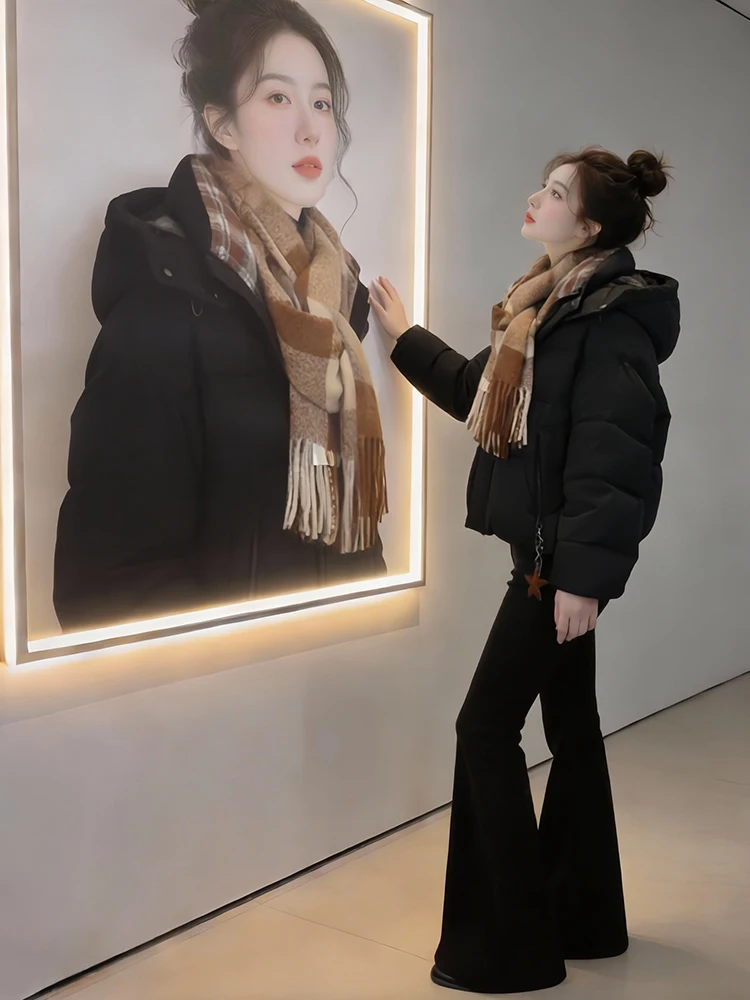 

Faionable Thiened Winter Jaet Women's Cotton down Coat ort Warm Sli Commute Korean Version Long Sve Zipper