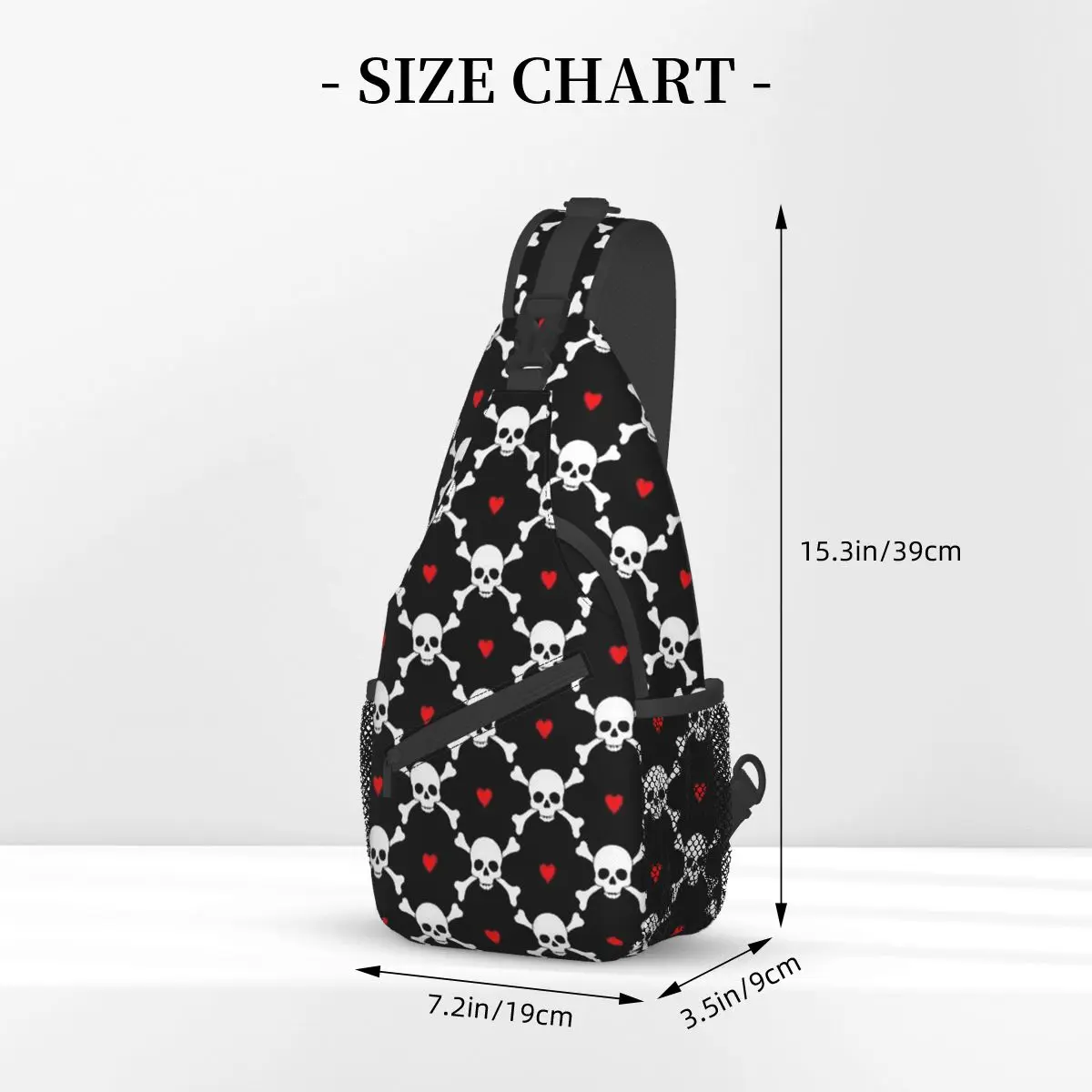 Crânio morte Gothic Small Sling Bag Peito Crossbody Ombro Sling Mochila Caminhadas Ao Ar Livre Mochilas Homens Mulheres Bookbag