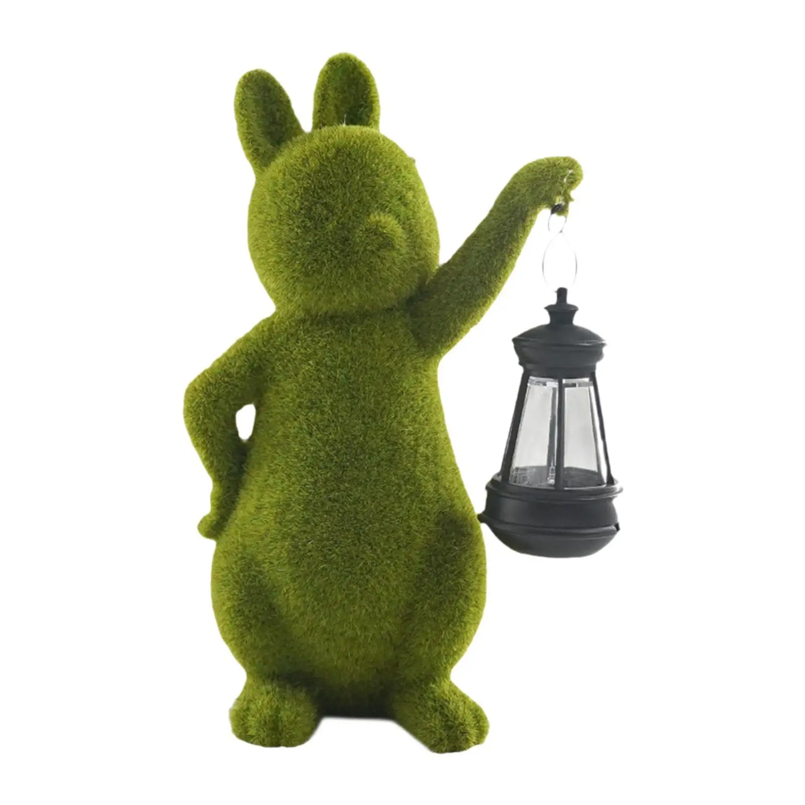 Garden Bunny Statue with Solar Lantern Outdoor Decoration for Lawn Courtyard