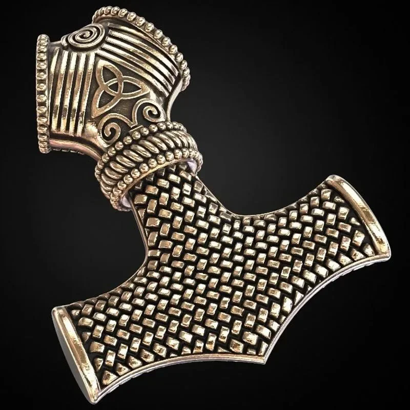 

9g 3D Celtic Hammer Mens Present Gold Pendant Customized 925 Solid Sterling Silver Pendant