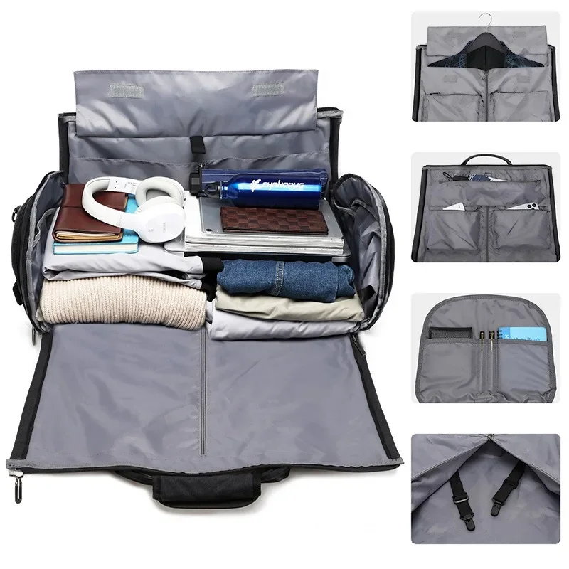 

Suitcase Suit Bag with Separate Shoes Compartments Foldable Travel Convertible Carry on Garment Duffel Bag for Men Weekender Bag