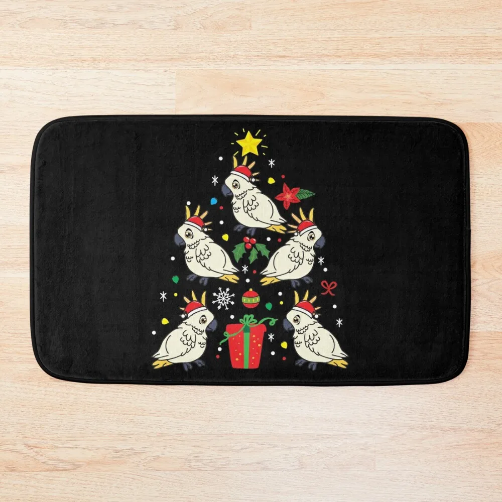 

Cockatoo Christmas Ornament Tree Bath Mat Foot Bathroom Anti-Slip Bathtub DoorFor Entrance Door Rugs Baths Mat