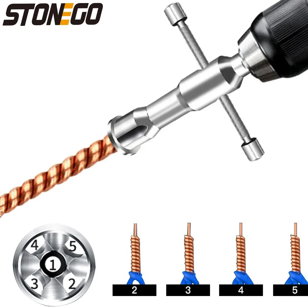 STONEGO Wire Stripper Wire Twisting Plier Tool Line Cable Peeling Twisting Connector Drill Bit For Electrician Electrical Tool