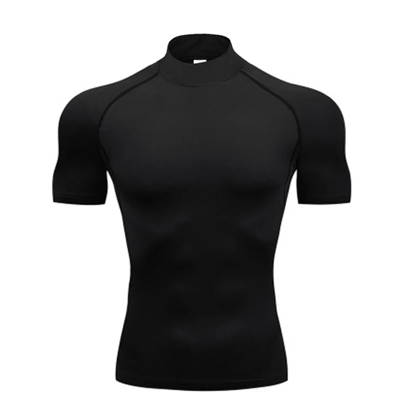Plain Compression Tights Quick Dry Clothing Summer Mens Sport Short Sleeve T-Shirts Gym Bodybuilding Muscle Breathable Shirts